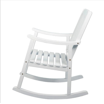 Penny Classic Slat-Back 300-Lbs Support Acacia Wood Patio Outdoor Rocking Chair - JONATHAN Y